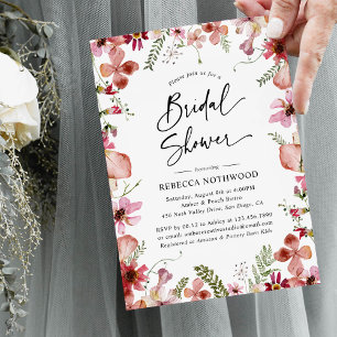 Boho Chic Floral Botanical Bridal Shower Brunch Invitation