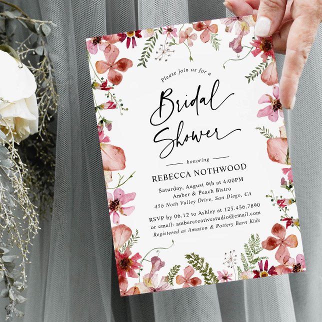 Boho Chic Floral Botanical Bridal Shower Brunch Invitation (Creator Uploaded)