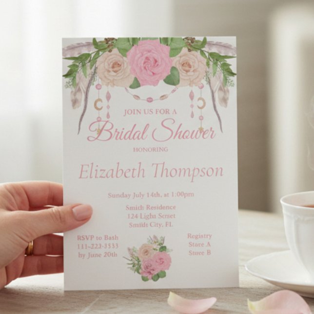Boho Chic Floral Bridal Shower Invitation (Creator Uploaded)
