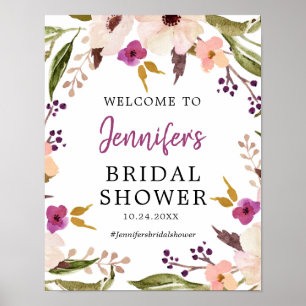 Boho Chic Floral Bridal Shower Welcome Poster