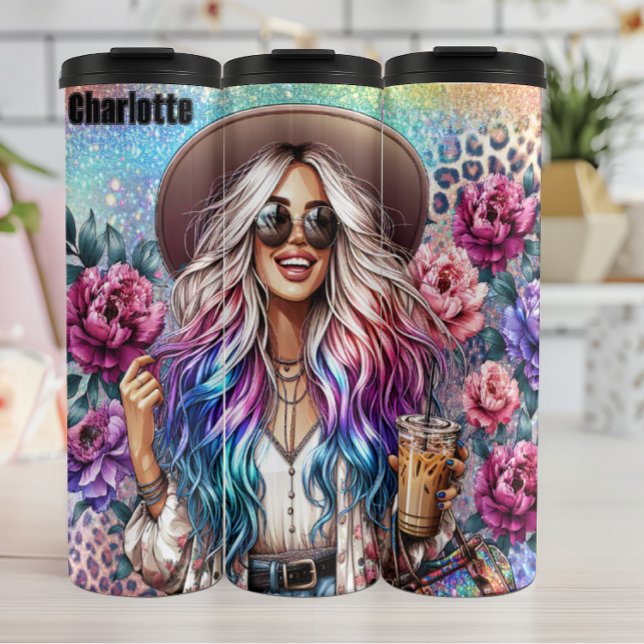 Boho Chic Floral Coffee Delight Thermal Tumbler (Creator Uploaded)