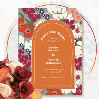 Boho Chic Floral Colorful QR Code Save the Date