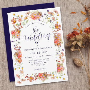Boho Chic Floral Fall Wedding Invitation