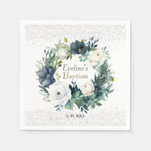 Boho Chic Floral Girls Baptism Napkin