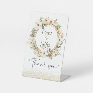 Boho Chic Floral Girls Baptism Pedestal Sign