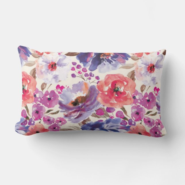 BoHo Chic Floral Lumbar Cushion (Front)