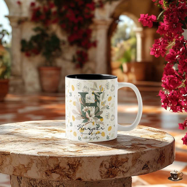 Boho Chic Floral Monogram Mug - Harper (Creator Uploaded)