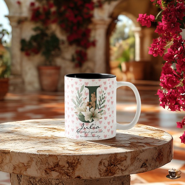 Boho Chic Floral Monogram Mug - Julia (Creator Uploaded)