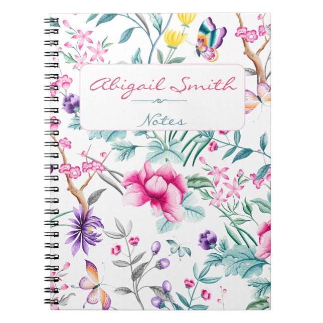 Boho Chic Floral Personalised Notebook (Front)
