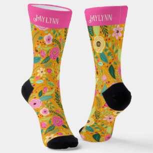 Boho Chic Floral Personalised Socks