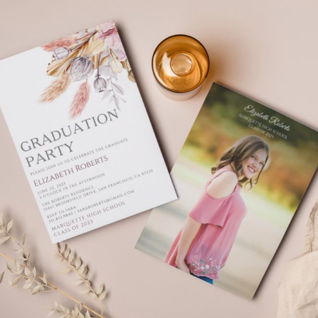 Boho Chic Floral Photo Graduation Announcement (Creator Uploaded)