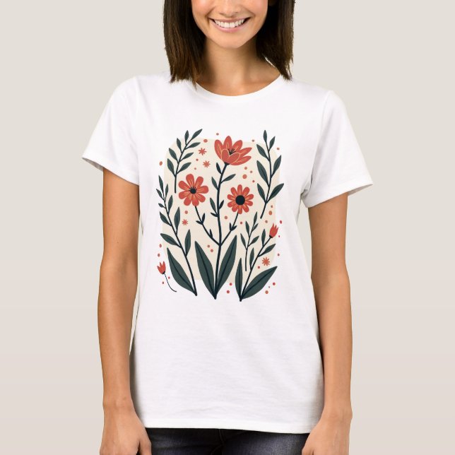 Boho Chic Floral Tee – Vintage Bohemian Style Tee (Front)