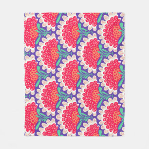 Boho Chic Floral Vintage Print. Fleece Blanket