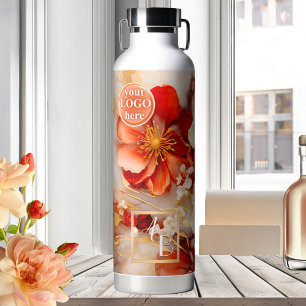 Boho Chic Floral Watercolor Artistic Water Bottle