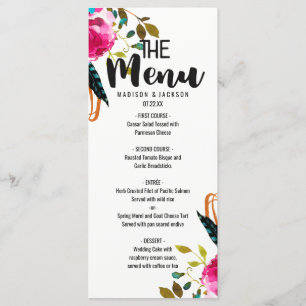 Boho Chic Floral Watercolor Wedding Menu