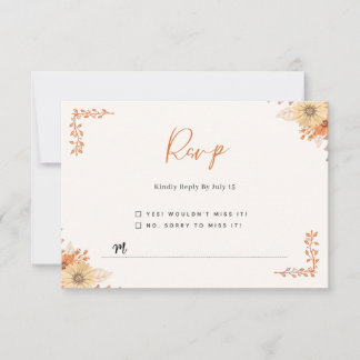 Boho Chic Floral Wedding RSVP Card