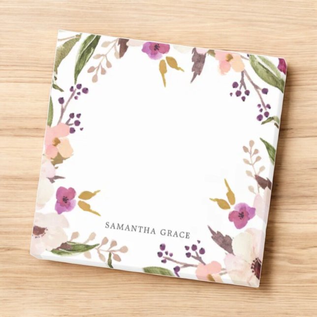 Boho Chic Floral Wreath Personalised Post-it Notes (Creator Uploaded)