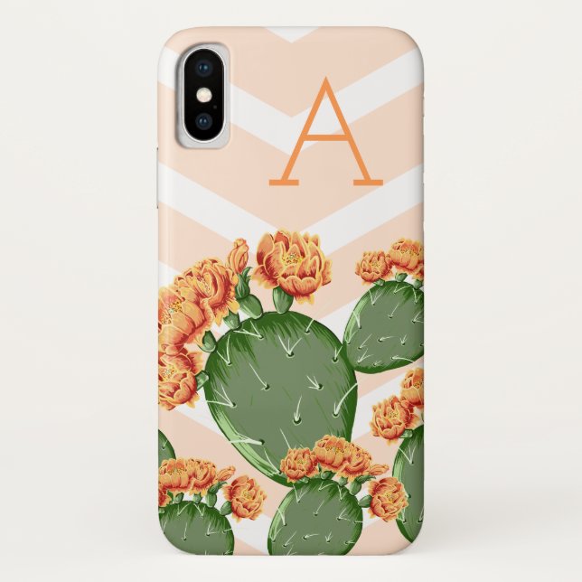 Boho Chic Flowering Prickly Pear Cactus Case-Mate iPhone Case (Back)