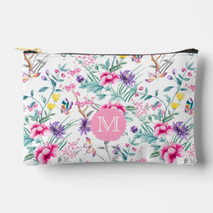 Boho Chic Flowers & Butterflies Monogrammed Accessory Pouch