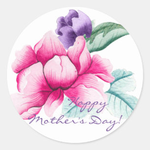 Boho Chic Flowers   Happy Mother's Day Stickers
