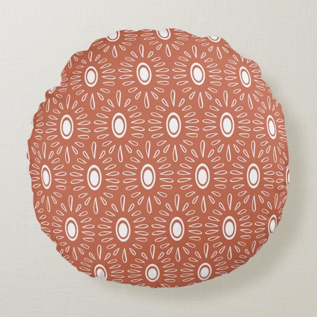 Boho Chic Flowers: Modern Seamless Design Round Cushion (Front)
