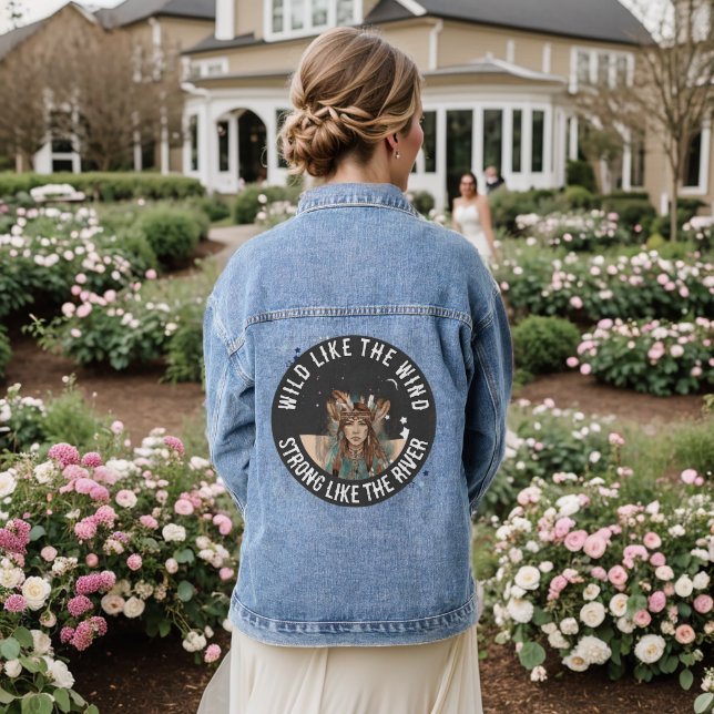 Boho Chic Free Spirit Feather Dreams  Denim Jacket (Wedding Back)