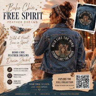 Boho Chic Free Spirit Feather Dreams Denim Jacket