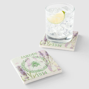 boho chic french country lavender vintage bee stone coaster