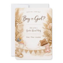 Boho Chic Gender Reveal Invitation