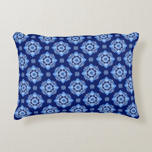  Boho Chic Geometric Floral Pattern Decorative Cushion (Front)
