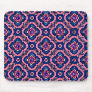 Boho Chic Geometric Floral Pattern Mouse Pad