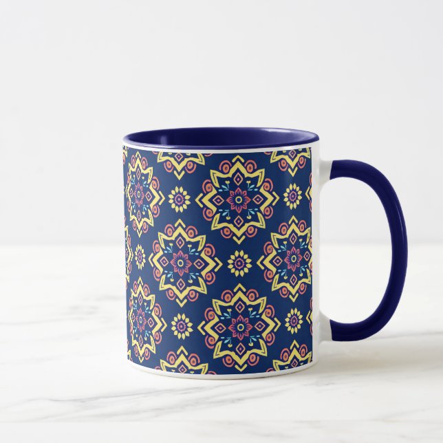 Boho Chic Geometric Floral Pattern Mug (Right)