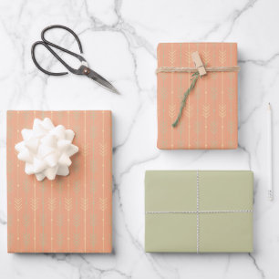 Boho Chic Geometric Grey Arrow Shapes Wrapping Paper Sheet