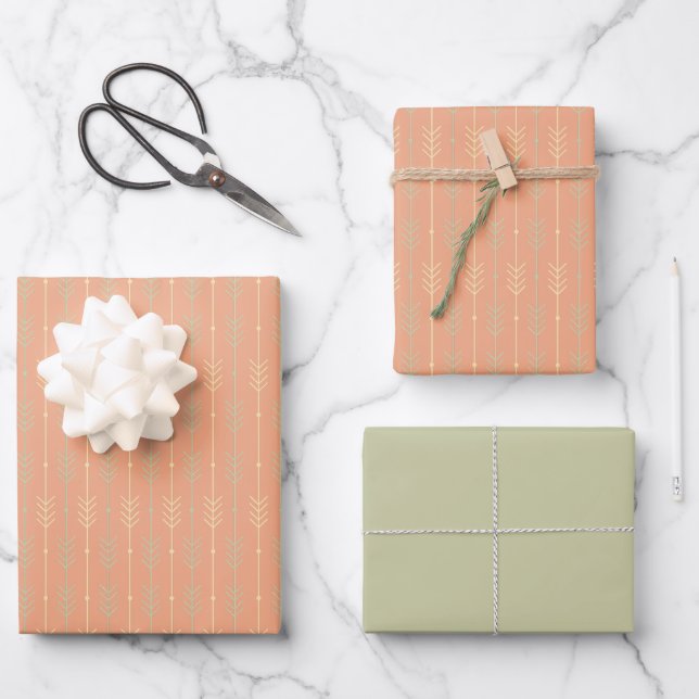 Boho Chic Geometric Grey Arrow Shapes Wrapping Paper Sheet (Front)