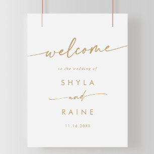 Boho Chic Gold and White DIY Wedding Welcome Sign