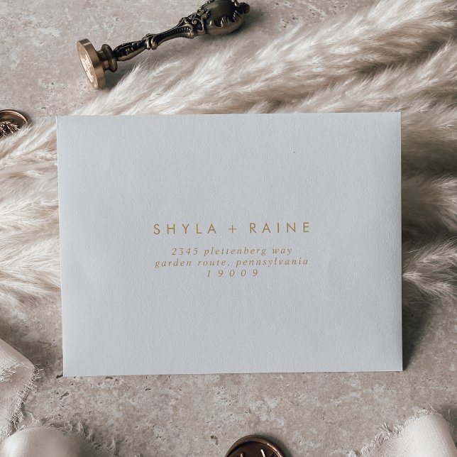 Boho Chic Gold and White Self-Addressed RSVP Envelope (Creator Uploaded)
