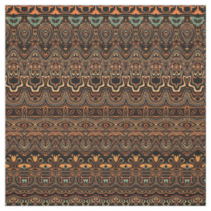 Boho Chic Gold Brown Pattern Fabric