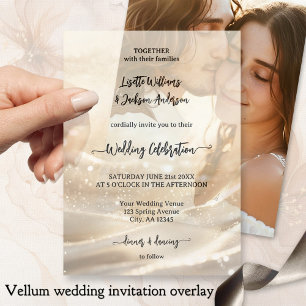 Boho Chic Gold Sparkling Elegant Wedding Vellum Invitations