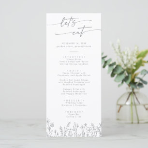 Boho Chic Gray Wildflower Thank You and Wedding Menu
