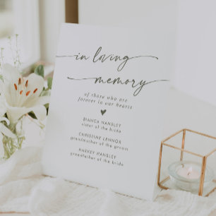 Boho Chic Green and White Wedding In Loving Memory Pedestal Sign