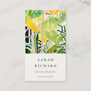 Boho Chic Green Tropical Leafy Foliage Botanical Business Card