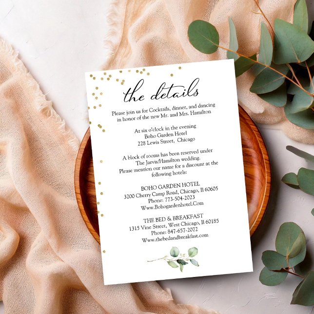 Boho-Chic Greenery Eucalyptus Wedding Details Enclosure Card (Creator Uploaded)