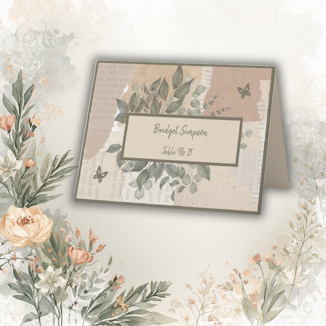 boho chic greenery wedding guest seating card (Creator Uploaded)