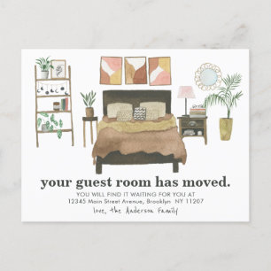 Boho Chic Guest Room Moved New Home Address Moving Announcement Postcard