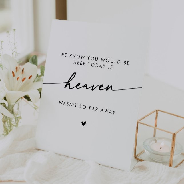Boho Chic Heaven Black and White Wedding Memorial Pedestal Sign (Creator Uploaded)