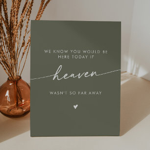 Boho Chic Heaven Olive Green Wedding Memorial Pedestal Sign