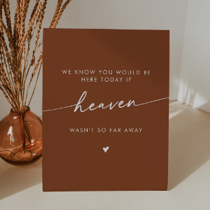 Boho Chic Heaven Terracotta Wedding Memorial Pedestal Sign