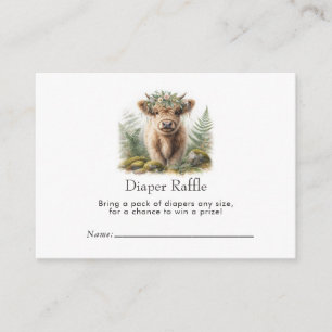 Boho Chic Highland Cow Baby Shower Diaper Raffle Enclosure Card
