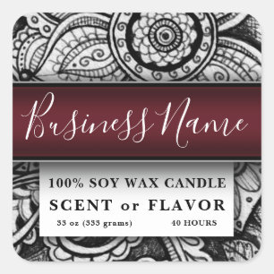 Boho Chic Homemade Food Bakery Kitchen Candle Square Sticker