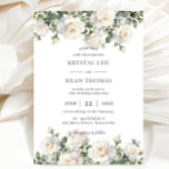 Boho Chic Ivory White Roses Floral Wedding Invitation<br><div class="desc">Personalise this elegant wedding invitation easily and quickly. Simply click the customise it further button to edit the texts,  change fonts and fonts colours. Featuring a boho chic white ivory roses and greenery arrangement . Matching items available in store. (c) Somerset Fine Paperie</div>